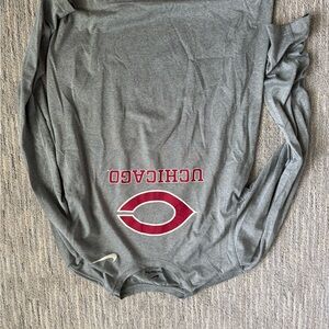 UChicago Gray Long Sleeve Shirt with Red Logo